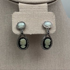 Sterling Silver Black Cameo Post Earrings